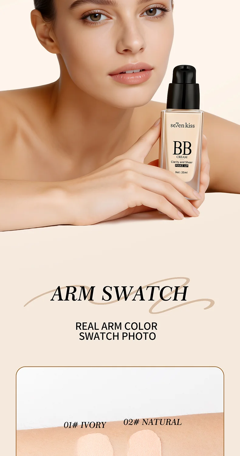 Lightweight Waterproof BB Cream, Long-Lasting Formula, Refreshing and Comfortable, Creating a Natural Makeup Look S457b6a7fe54f449cb974ac1b9b0dffd6O