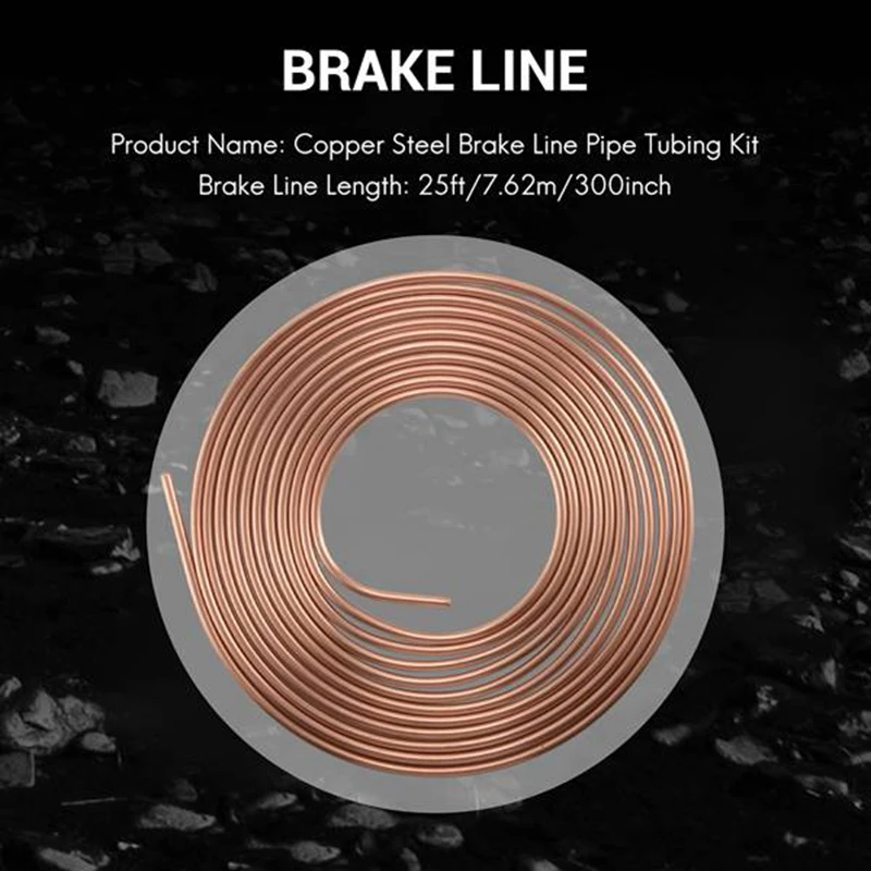 25FT 7.62M Anti-Rust Coil Of 1/4 Inch OD Nuts Car Roll Tube Hose Line Piping Tube Tubing (Copper Color)