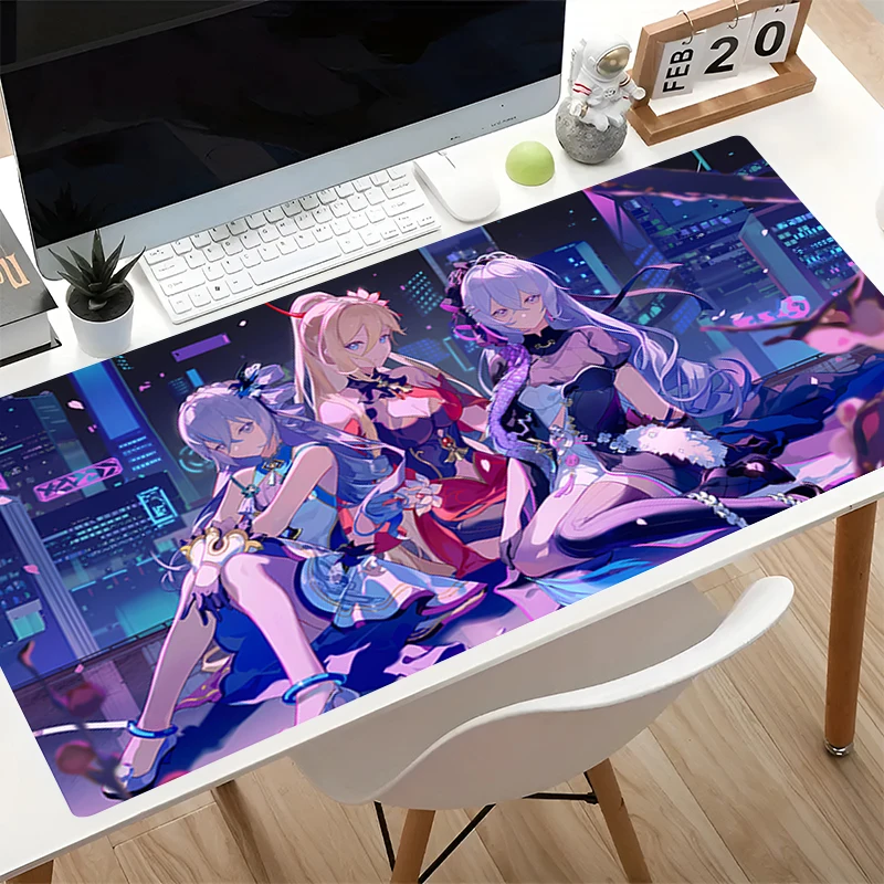 Large Gaming Mouse Pad H-honkai Impact 3 Extended Desk Mat Colorful Carpet Notbook Keyboard Rug Non-Slip Esports Gamer Mousepad