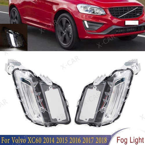 Imagen 1 del producto Para Volvo XC60 2014 2015 2016 2017 2018 parachoques delantero de coche LED DRL lámpara de circulación diurna luz antiniebla 31364330 31364331