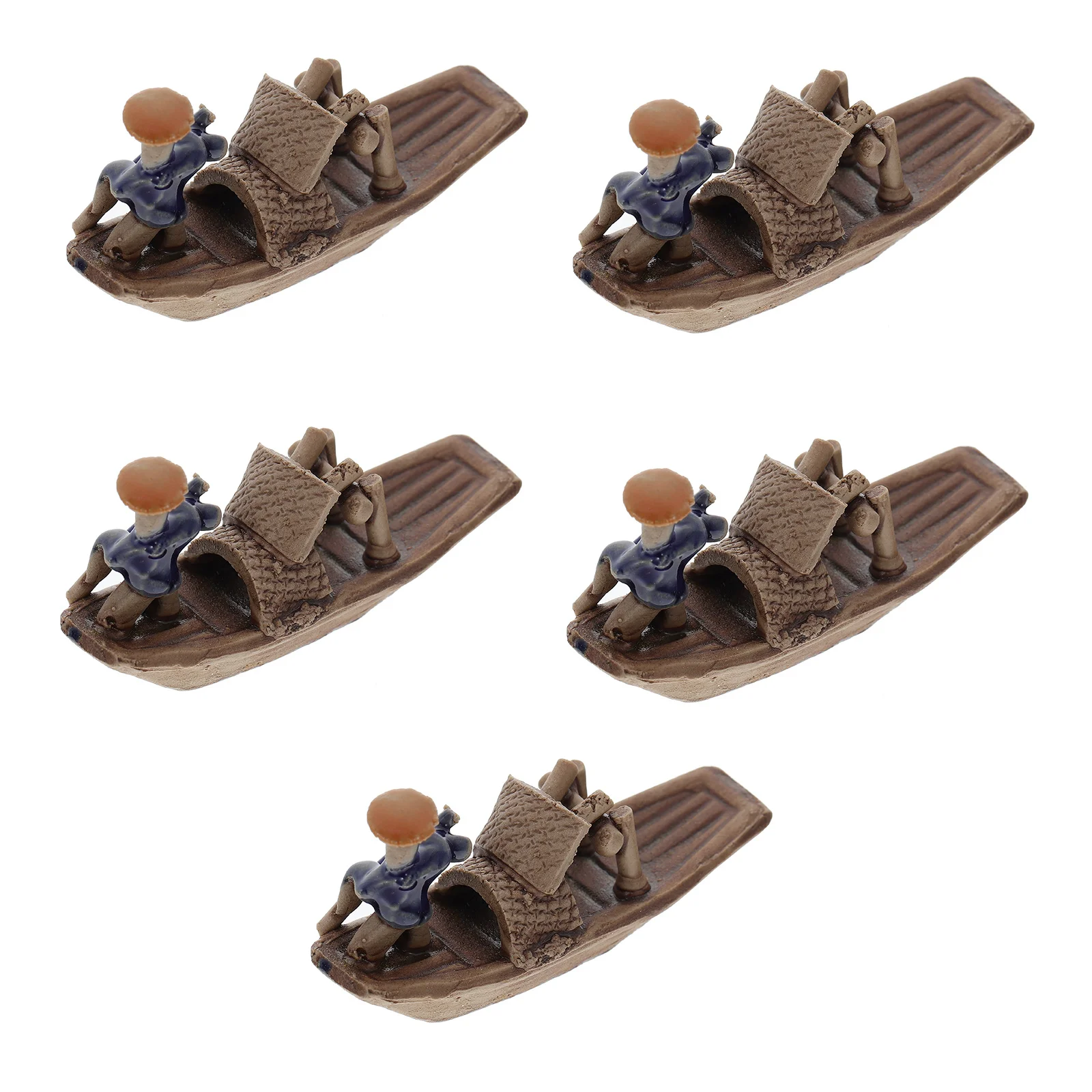 

5Pcs Mini Ceramic Boat Vintage Style Decoration for Fish Tank Home Office Desktop Landscape Adornments Porcelain Crafts