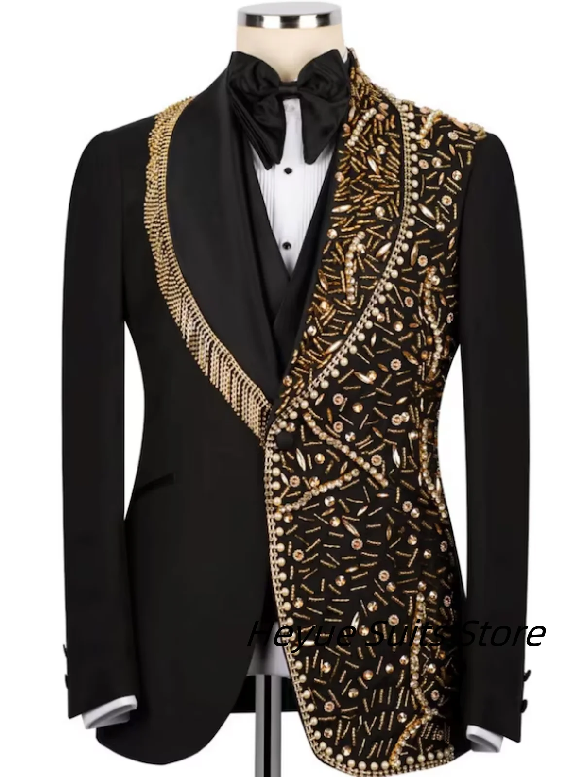 

Элегантные мужские костюмы с золотыми украшениями и бриллиантами, смокинги для жениха, шаль с лацканами, комплекты из 3 предметов, мужские пиджаки для выпускного вечера, модные ropa hombre