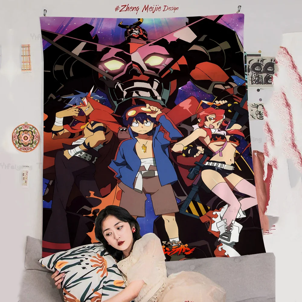 Tengen Toppa Gurren-Lagann Printed Large Wall Tapestry Cheap Hippie Wall Hanging Bohemian Wall Tapestries Mandala INS Home Decor