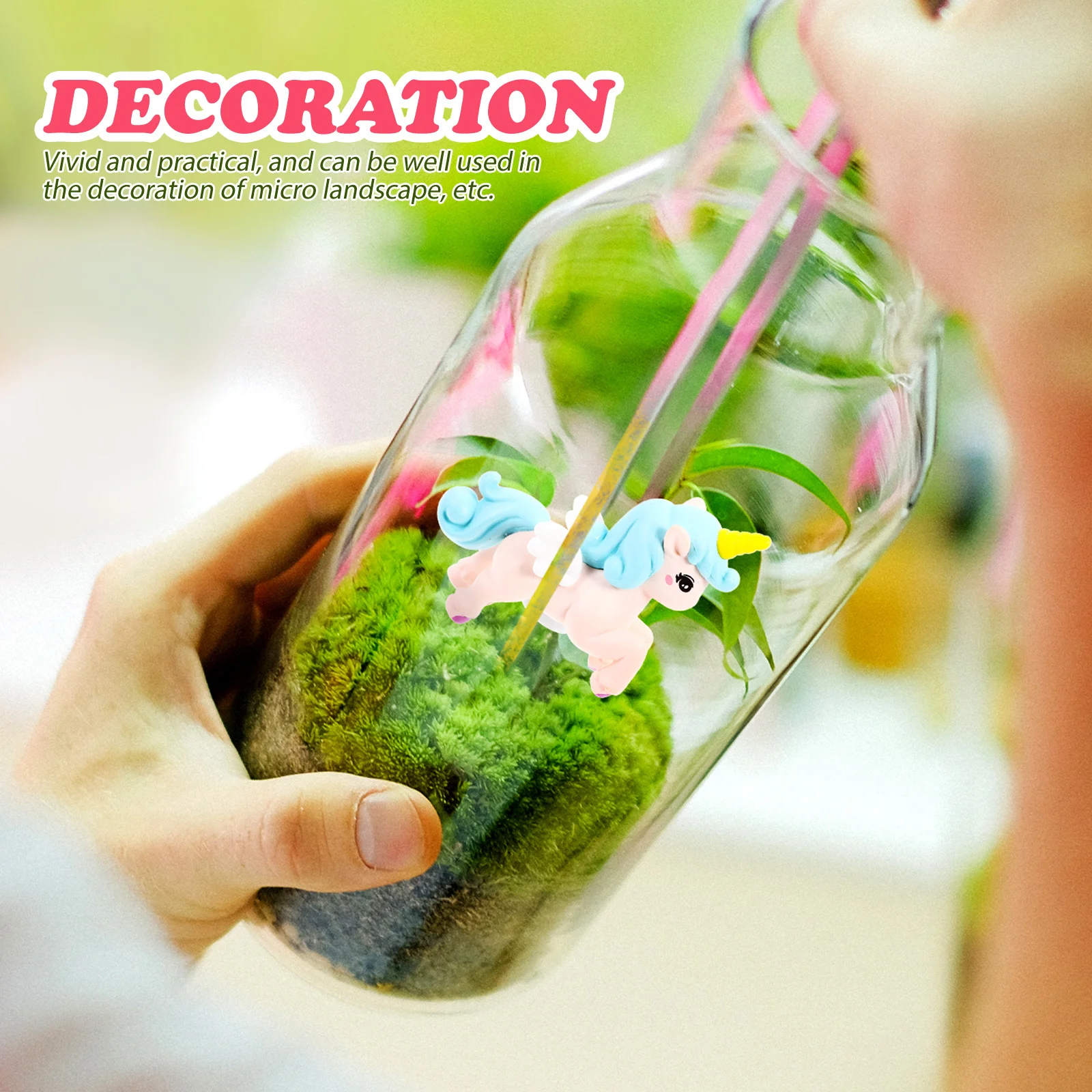 

8 Pcs Decoration Unicorn Ornaments Resin Animal Figurine Small Fairy Unicorns for Cake Cute