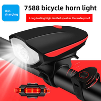 Bicycle horn light USB charging T6 front with bell intelligent outdoor riding equipment mountain bike horn headlight