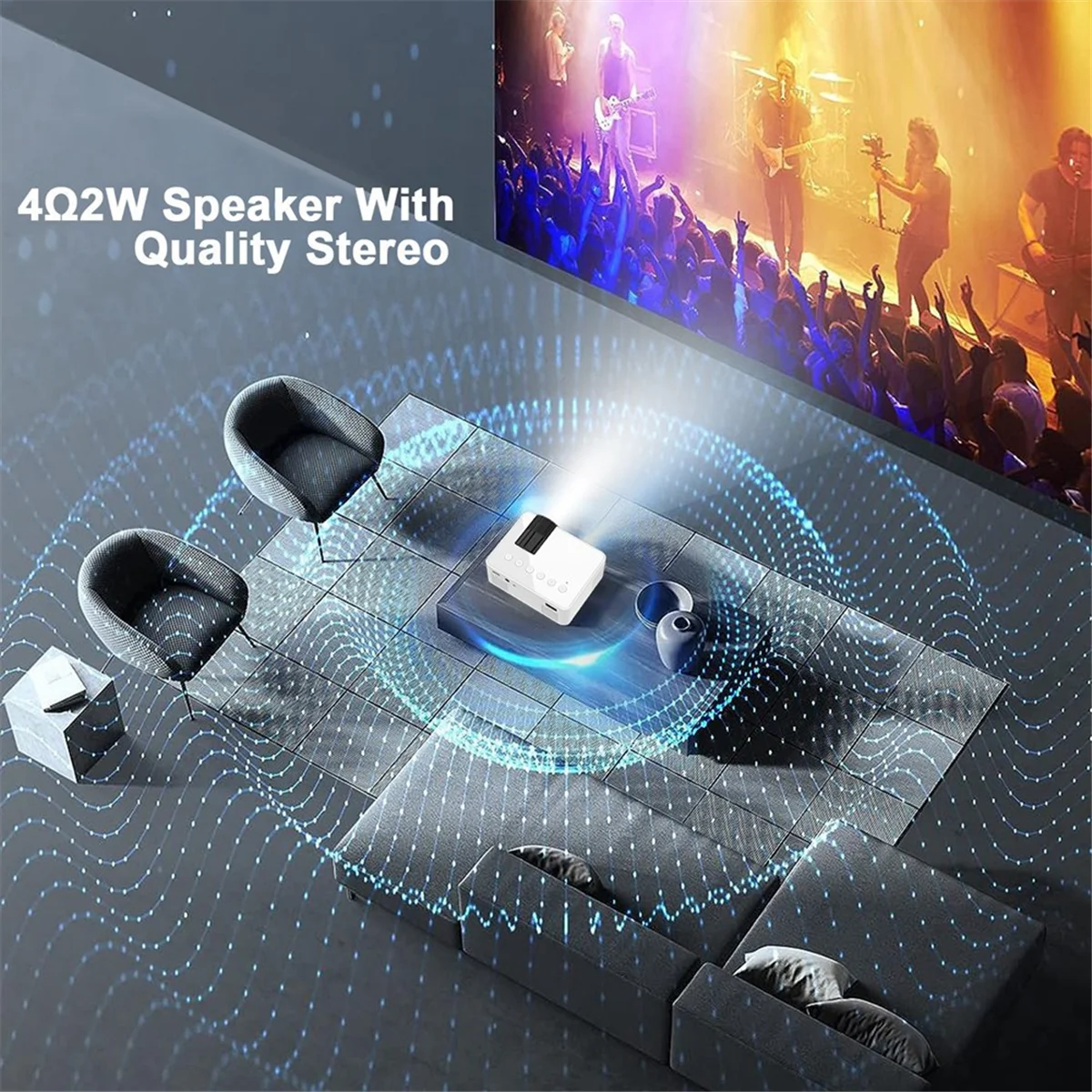 

YT100 White Mini Home Projector Projector Portable Mini Home Theater Wireless Cell Phone Multi-Function Projector jasmine