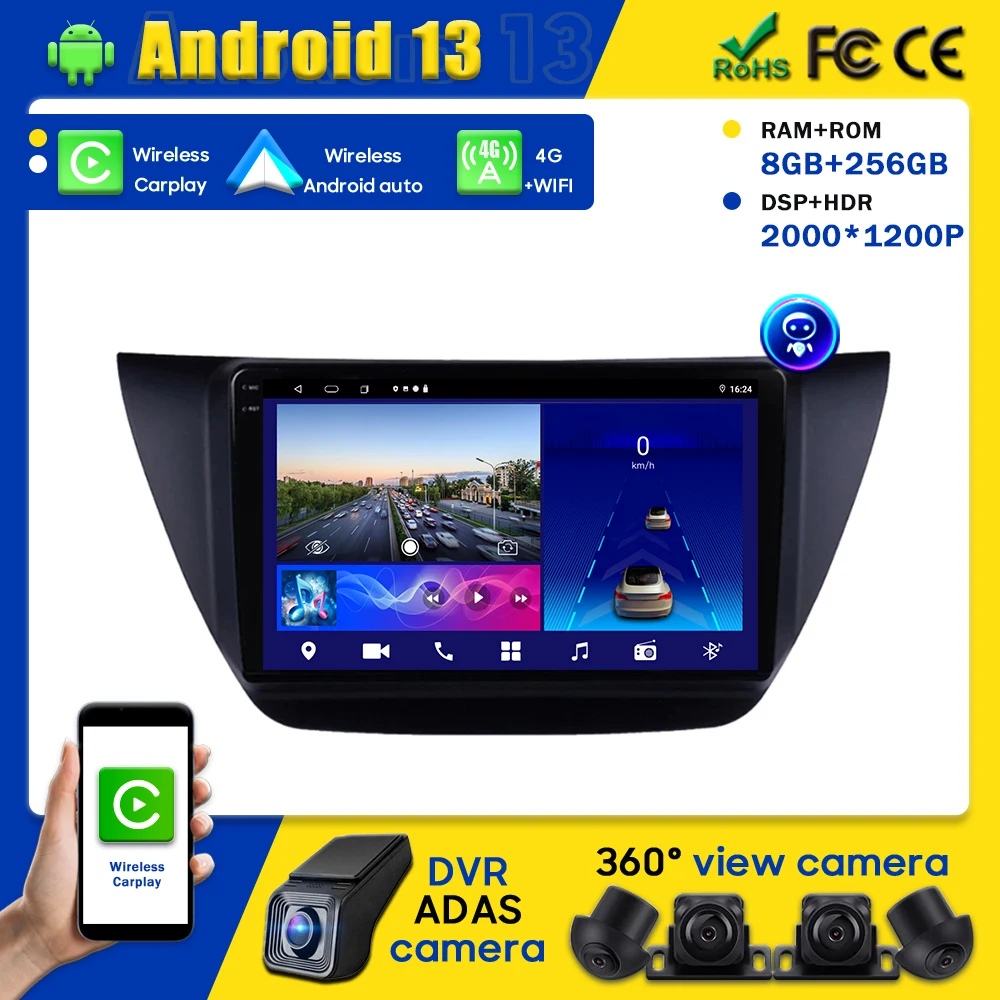 

Android DVD No 2din Player For Mitsubishi Lancer 9 CS 2000 2001-2010 Multimedia Head Unit GPS Navigation Auto Carplay Radio QLED