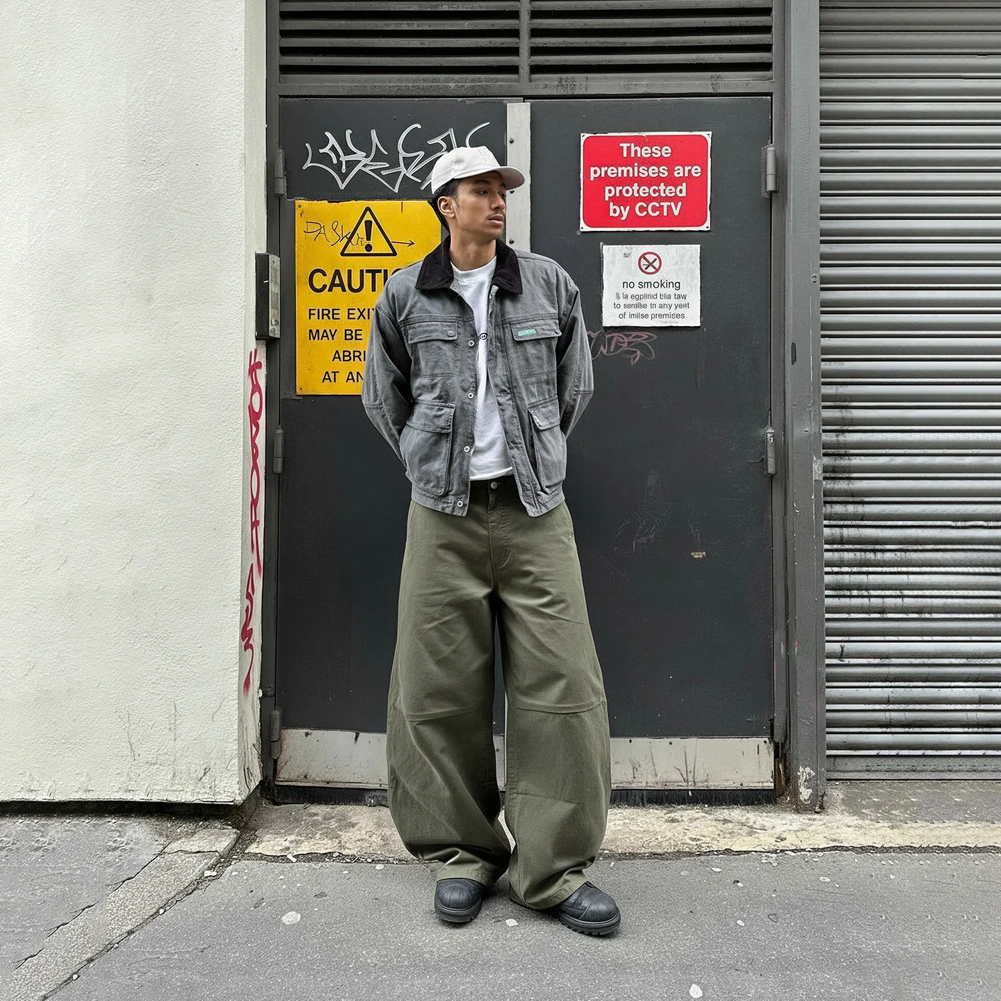 

Retro Kapital Vintage Deconstructed Work Pants Loose Wide Leg Trousers Men's Street Sle Cotton Casual Trousers