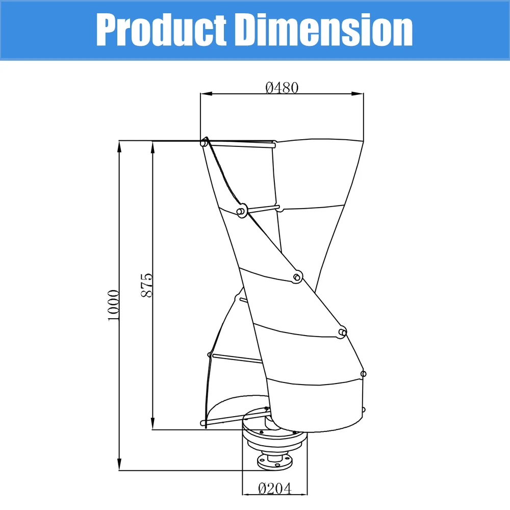 500W Wind Turbine Generator Vertical Axis 12V 24V Free Energy Wind Power Windmill Camping Home Appliance with MPPT Charger