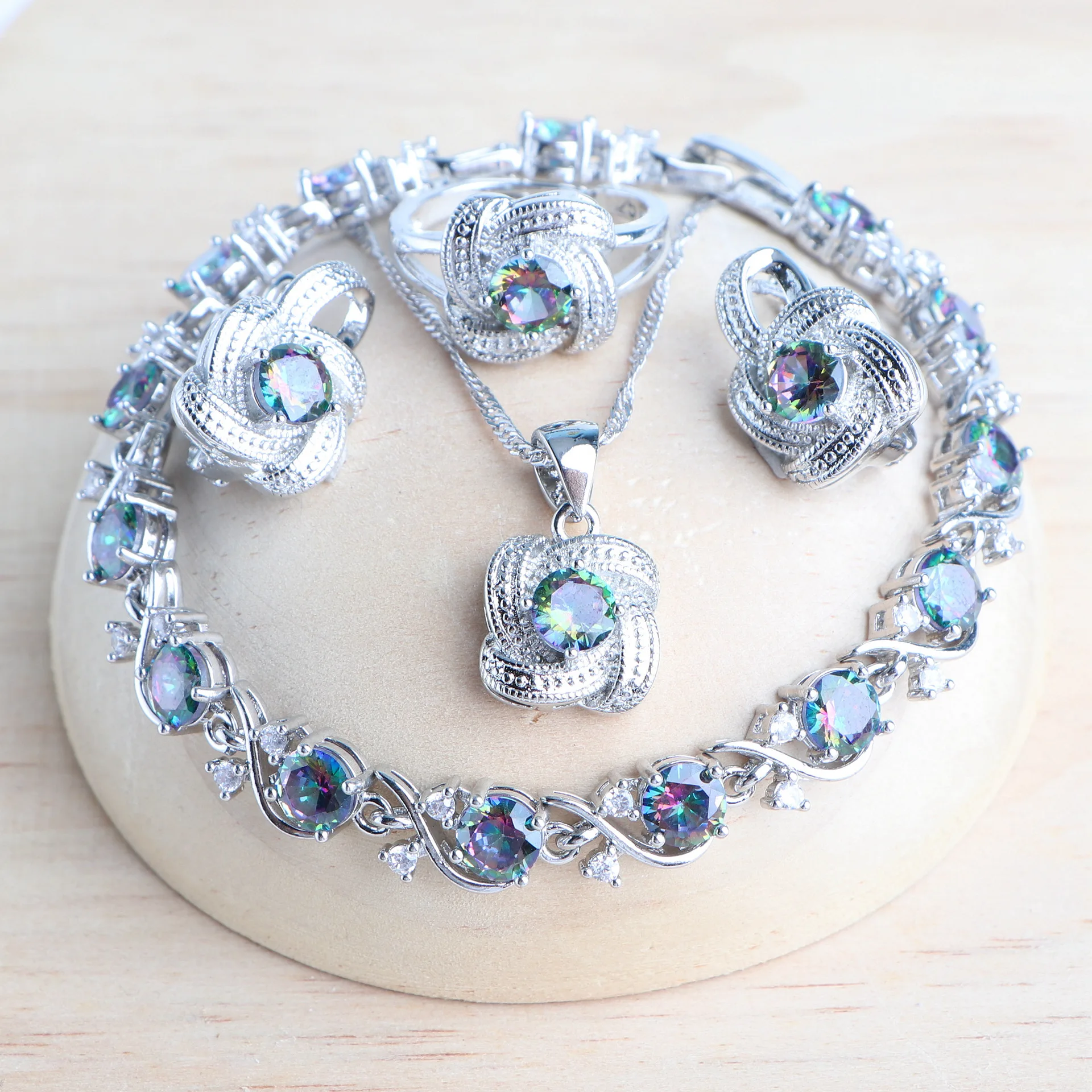 NONE Blue Zirconia Women's Jewelry Set Sterling Silver 9