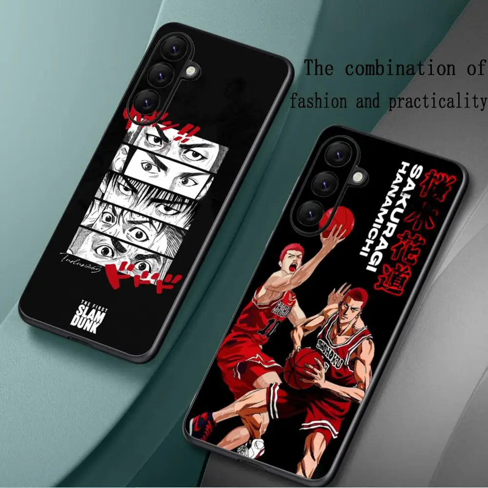 Classic Anime Slam Dunk Phone Case For Samsung Galaxy S25 S24 S23 S22 S21 S20 Plus Ultra Note20 Soft Black