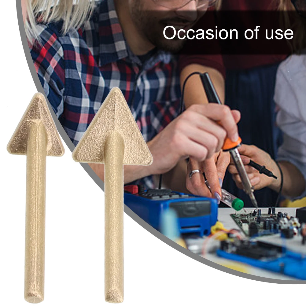 Cobre Triangular Smoothing Cabeça, Reparação plástica, ferro de solda, ouro e couro Welding Tools, 2pcs