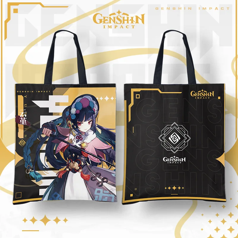 Anime Genshin Impact Canvas Bag Yae Miko Ganyu Hu Tao Nahida Nilou Ayaka Eula Raiden Shogun Game Satchel Portable Cloth Bag