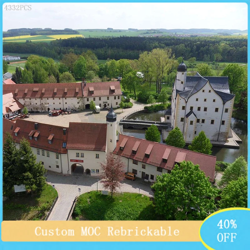 Jouets à assembler pour enfants, château d'eau MOC, modèle de bloc de construction, vue de ville créative, cadeau de noël