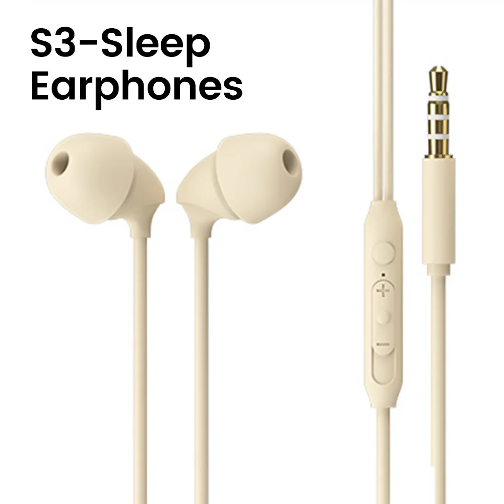 Type-C/3.5mm Earphones Wired Soft Silicone Sleep Headphones With Mic Handsfree  Headset In-Ear HIFI Earbuds For Mobile Phones