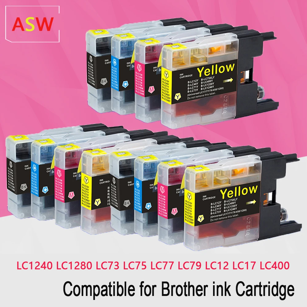 For Brother LC1280 LC-1280 XL LC1240 LC-1240 XL LC-1220XL Ink Cartridge for DCP-J525W DCP-925DW MFC-J430W J625DW J6510DW J6510DW