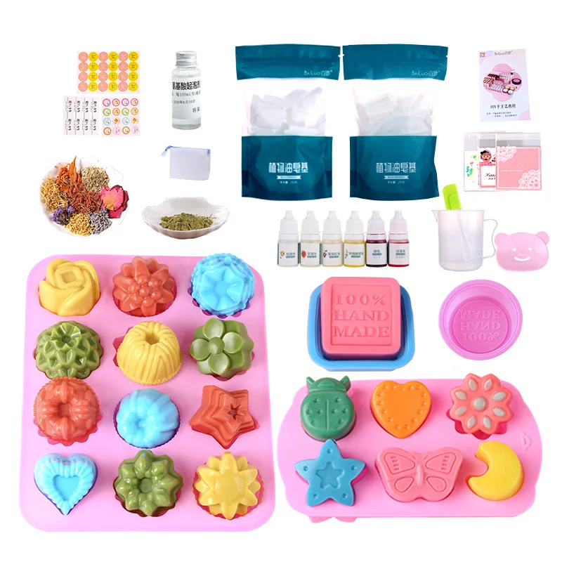 Paquete de Material DIY, herramientas caseras para hacer moldes de jabón con fragancia de leche materna, juego de jabón con aceite vegetal, jabón hecho a mano