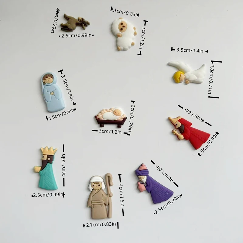 9Pcs/Set Christmas PVC Mini Cartoon Statue Used For Refrigerator Magnets Making DIY Accessories