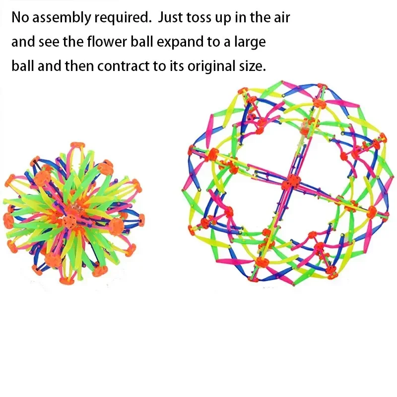 다용도 수축 공 어린이 장난감, 부모 자녀, 야외 스트레칭, 마술사 던지기 공, 다채로운 발광 꽃 공