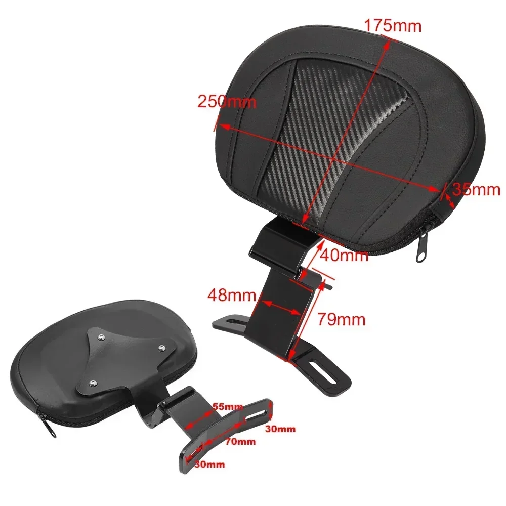 Motorcycle Adjustable Rider Backrest Driver Sissy Bar Pad Kit For Harley Touring CVO Road King Road Electra Street Glide 09-up