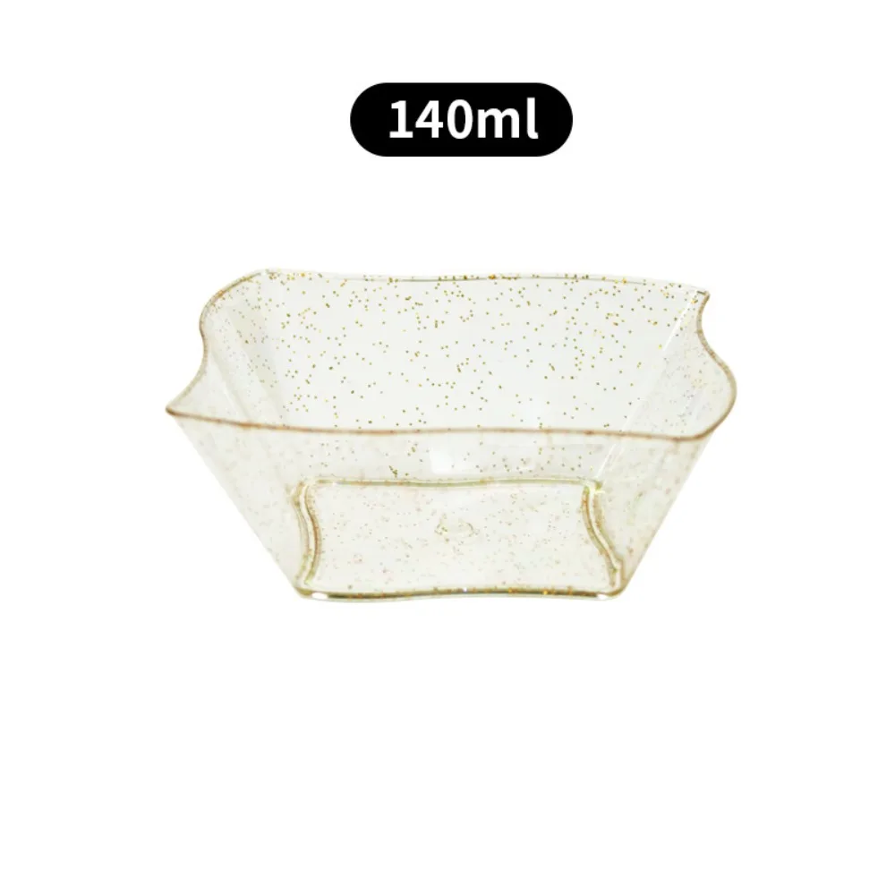 50PCS Disposable Tear Drop Dessert Tasting Spoon Crush-resistant With Glitter Appetizer Plates Mini Plastic Dipping Bowl Party