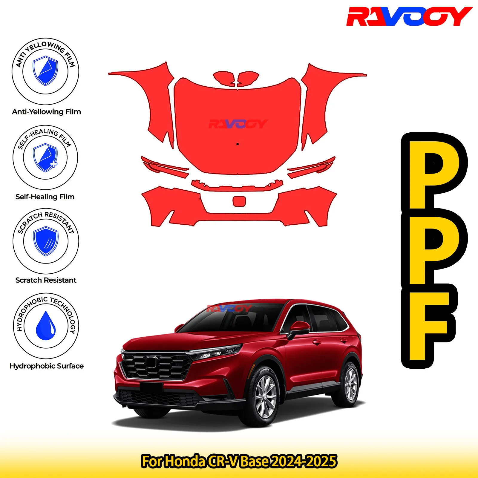 

For Honda CR-V Base 2024-2025 Glossy Matte Black Precut front PPF Kit Paint Protection Film