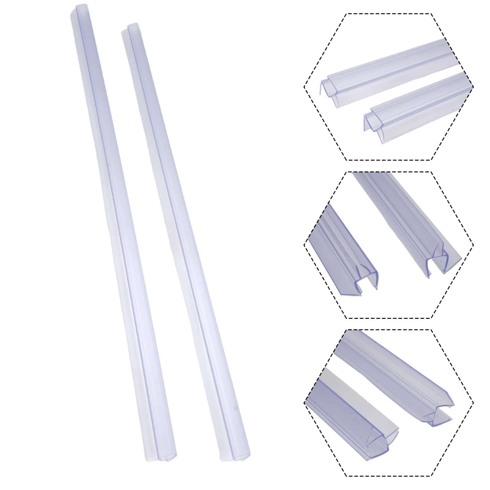 Bathroom Product Shower Seal Wet Dry Separation 100cm No Friction Noise Prevent Leaks Rubber Strip Transparent