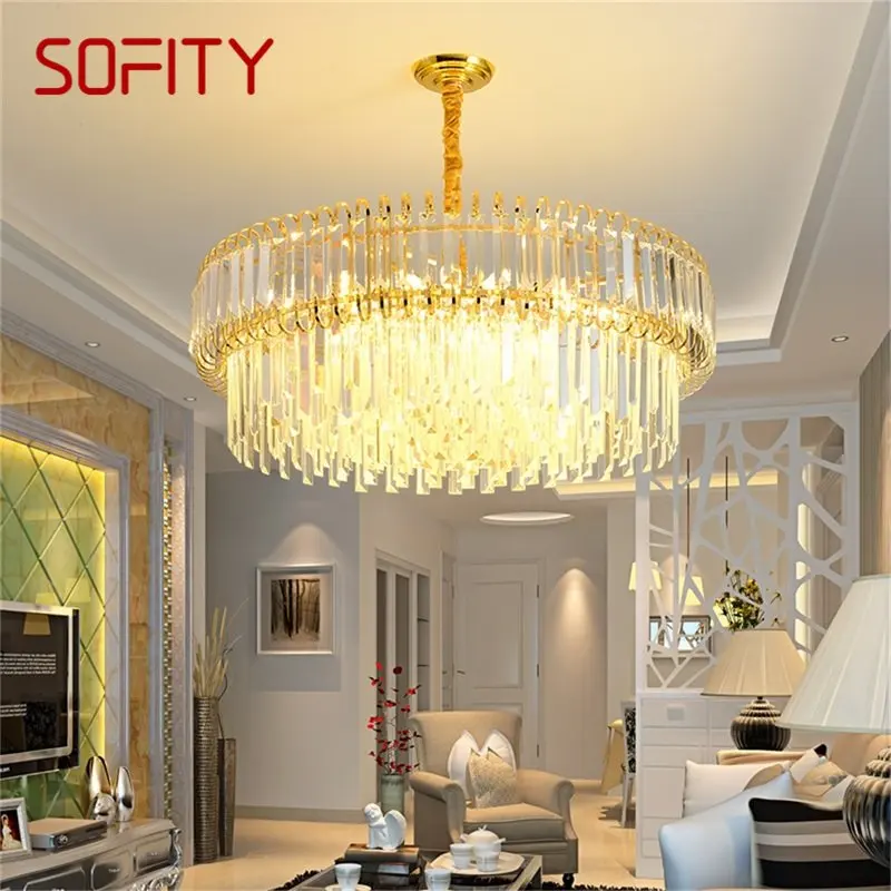 

SOFITY Gold Luxury Chandelier Fixtures Modern Crystal Pendant Lamp Light Home LED for Dining Room Decoration