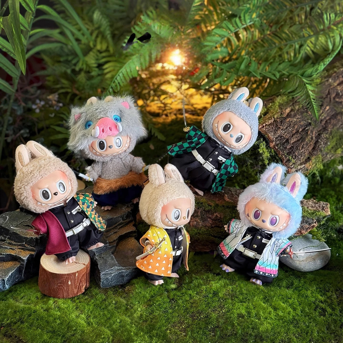

For Labubu 17cm Demon Slayer Series Of Doll Clothes 1: 1 Anime Character Costumes Tanjiro Kamado Doll Clothes Outfit Accessorie