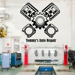 Custom Name Vector Garage Car Wall Stickers Car Service Garage Workshop Livingroom Decoration Decals Garage Door Window SY385
