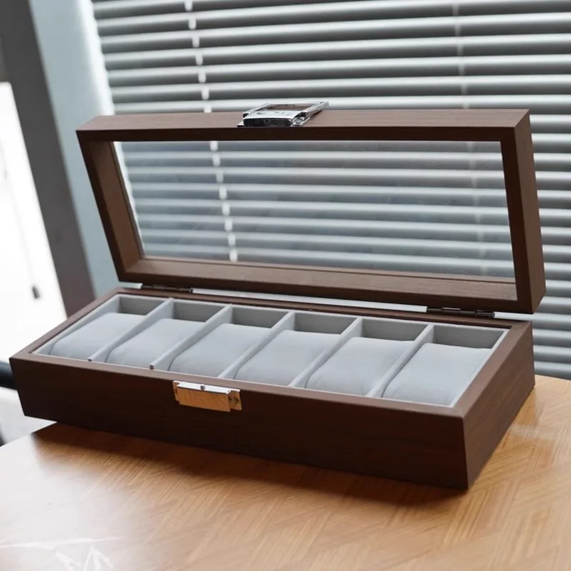 

Деревянная коробка для часов, коробки для хранения ретро-часов, большая витрина для механических часов, прозрачный органайзер для мансаря, подарок