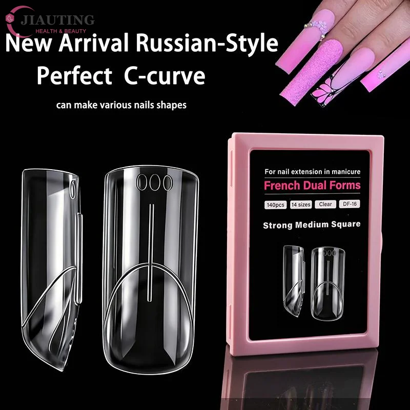 Extension Tips 120pcs Dual Form Coffin Nail Shape Fast Building Reusable Mold for Nail Art Salon Kit