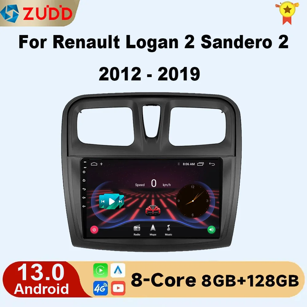 

Android 13 Car Radio Multimedia Video Player for Renault Logan 2 Sandero 2 2012 - 2019 2 Din GPS Navigation Stereo DVD carplay