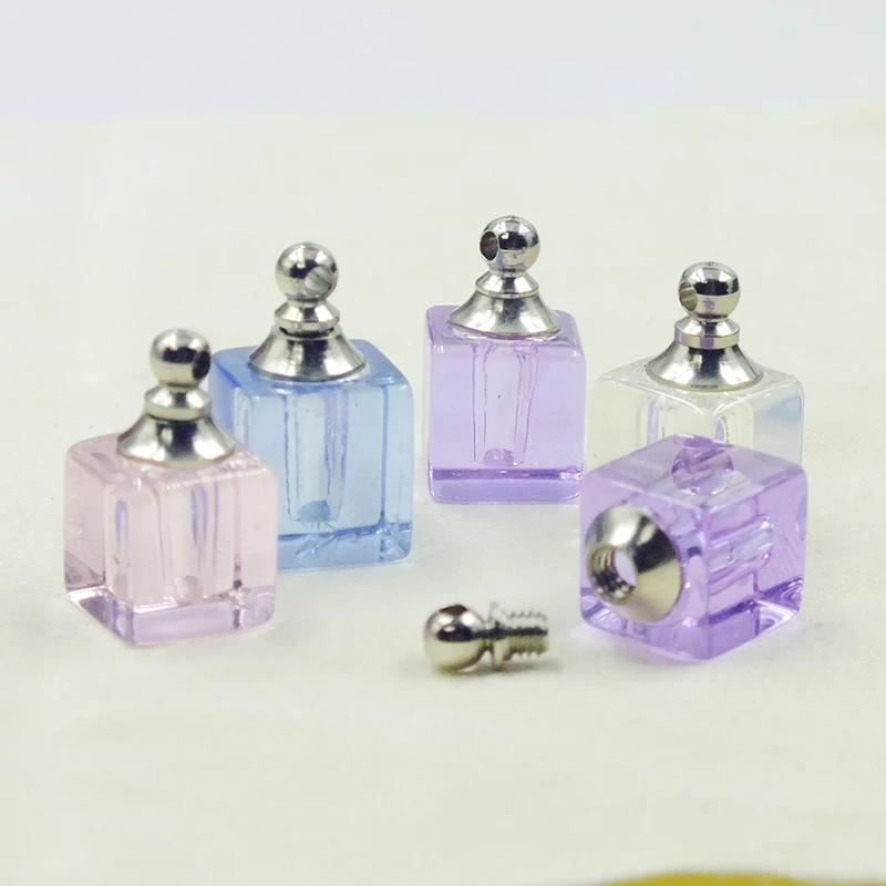 

200pcs/lot Small Perfume oil vial pendant bottle w/SCREW CAP jewelry findings