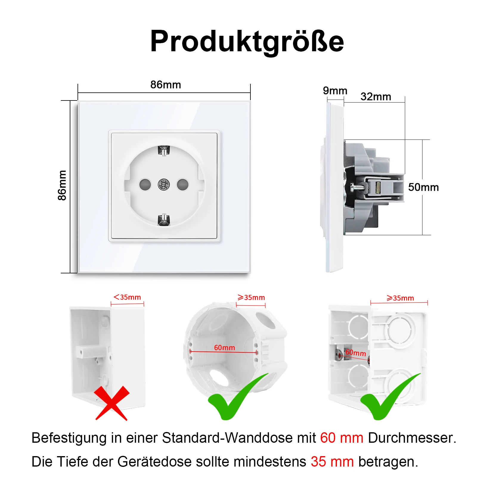 Bingoelec EU Russia Standard 16A Electric Wall Power Single Double Socket Claws Clips Outlet Tempered Crystal Glass Panel