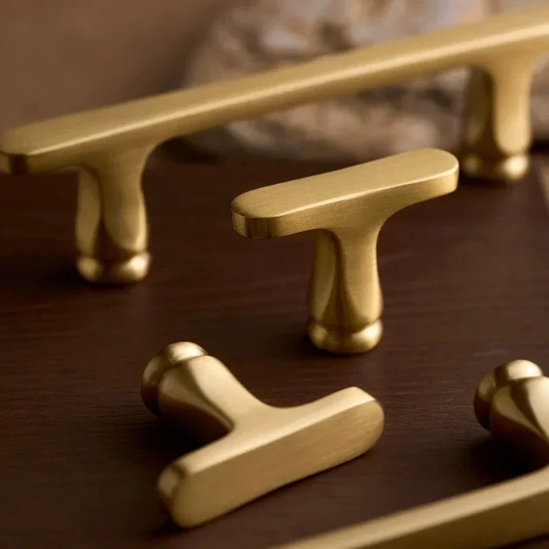 Solid Brass Handles Wardrobe Doors Drawers Shoe Cabinets Knobs High-end Modern Minimalist Furniture Kitchen Cabinets Door Pulls