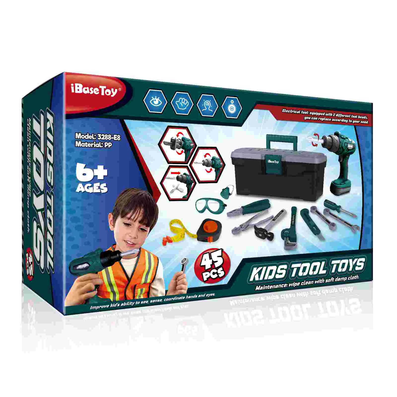iBaseToy 45 sztuk narzędzia dla dzieci zabawki dla dzieci do odgrywania ról udawaj zagraj w zestaw zabawek nauka edukacyjna zestaw zabawek dla mechaników