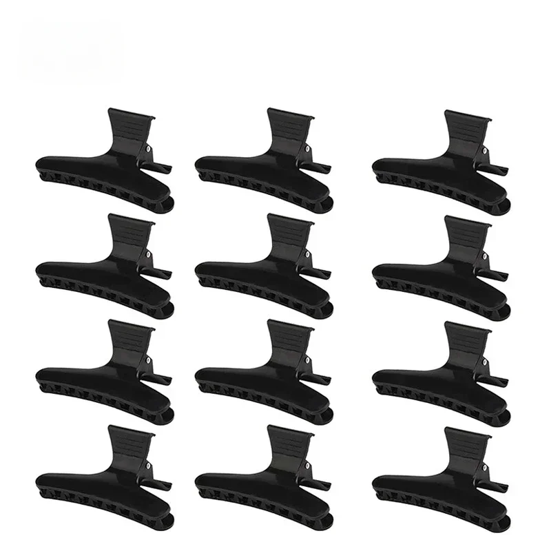 12pcs Black Butterfly Hairdressing Section Clips Women Girls Salon Hairdressing Accessories Hair Styling Holding Clamp Hair Claw