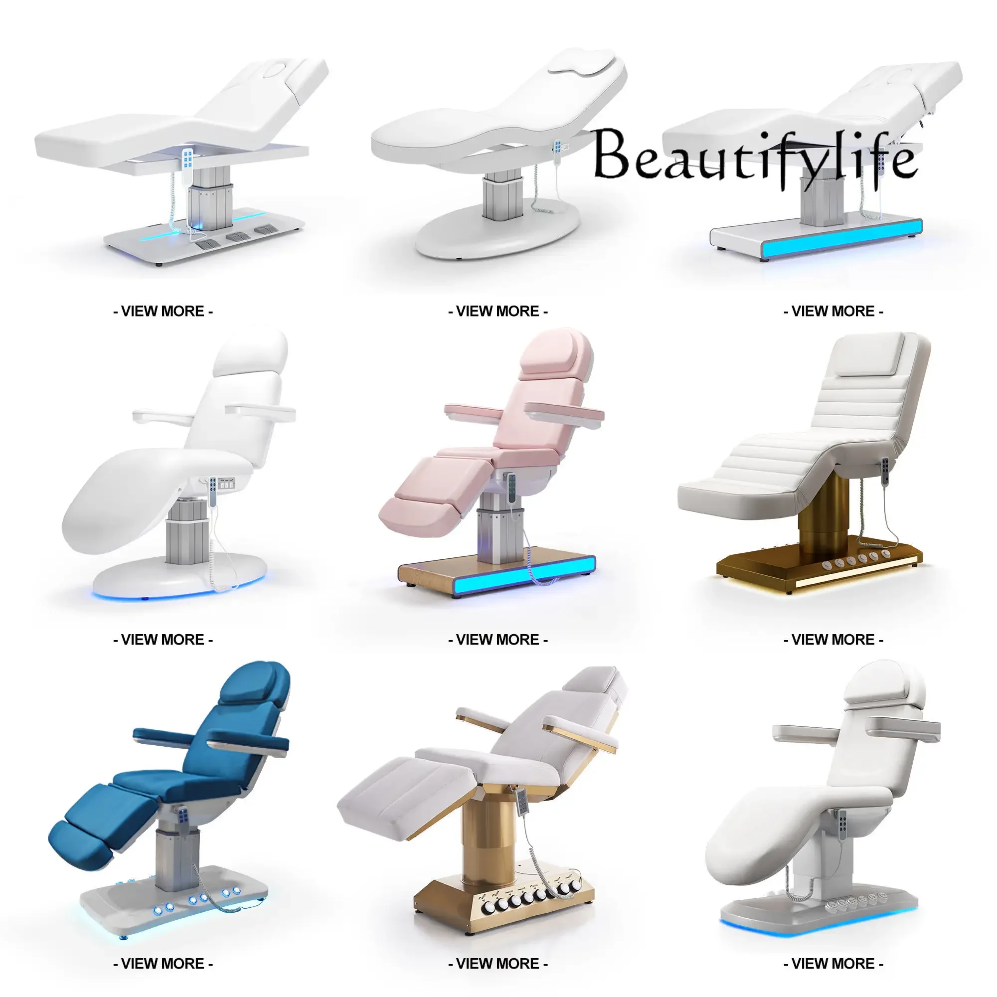 سرير سبا للوجه في مركز صالون التجميل الحديث مع التحكم في القدمين، سرير تجميل للتدليك الكهربائي المضيء، سرير مطرز بالوشم #6