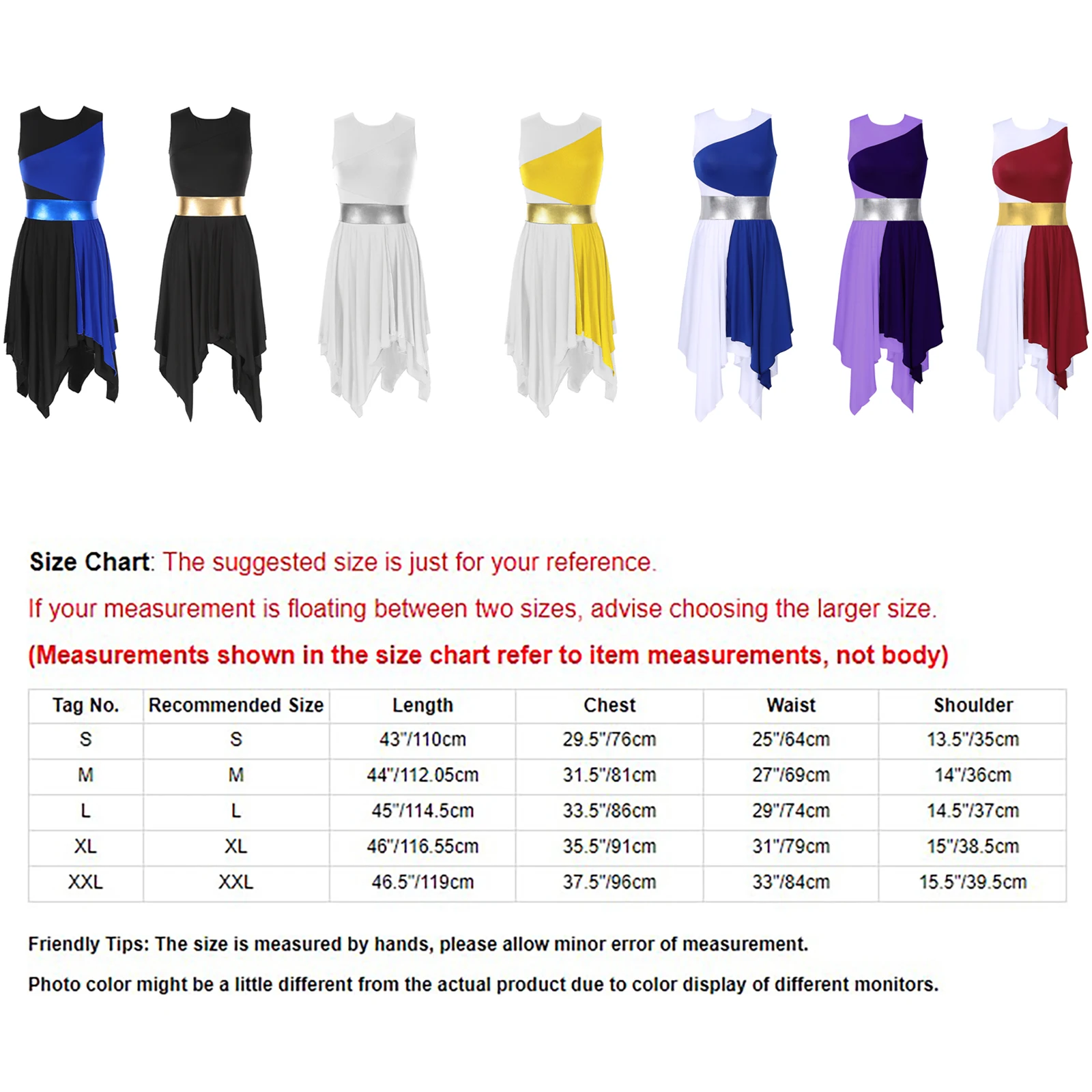 Lyrical Dance Costumes Womens Ladys Color Block Sleeveless Asymmetrical Hem Dresses Prom Party Ballet Ballroom Dancewear