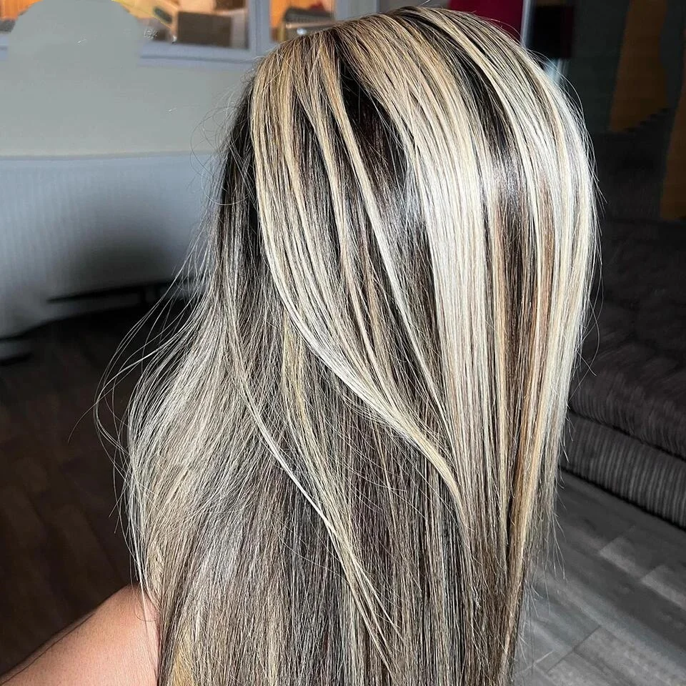 

Soft highlight Blond Straight Hair 150 density and 13×4 100%human hair wig lace front wig, with baby hair pre plucked