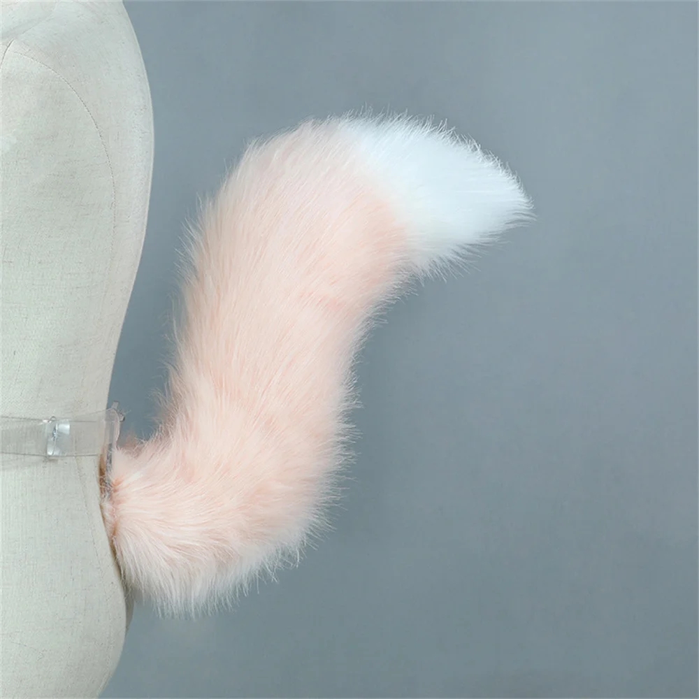 70/55/45CM Doll Role Play Pink Fox Tail Plush Animal Tail with Belt Furry Cosplay Accessories Comic-Con Party Cosplay Dress Up