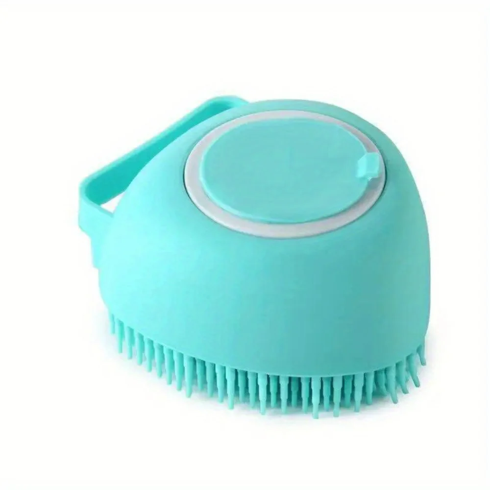 

Silicone Pet Massage Brush, Soft Safety Grooming Comb For Dogs And Cats, Circular Bathing Accessories With Shampoo Dispenser