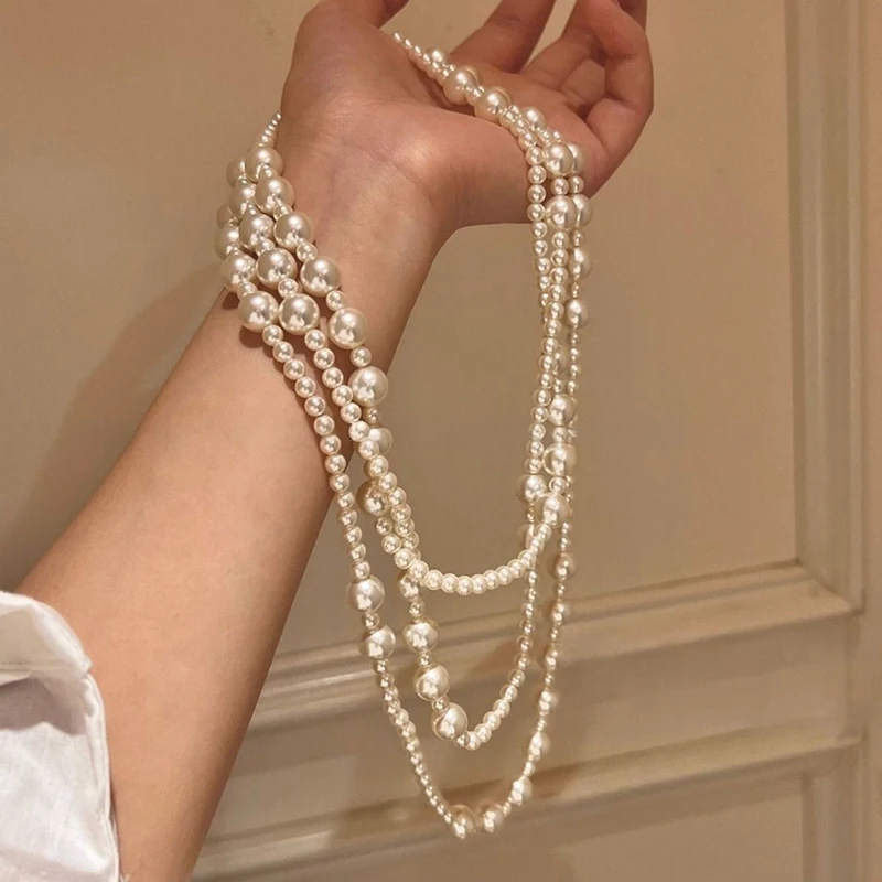 Multi-layered Women's Necklace Exaggerated Fashion High Street Club Party Banquet Necklace For Women Jewelry Imitation Pearl