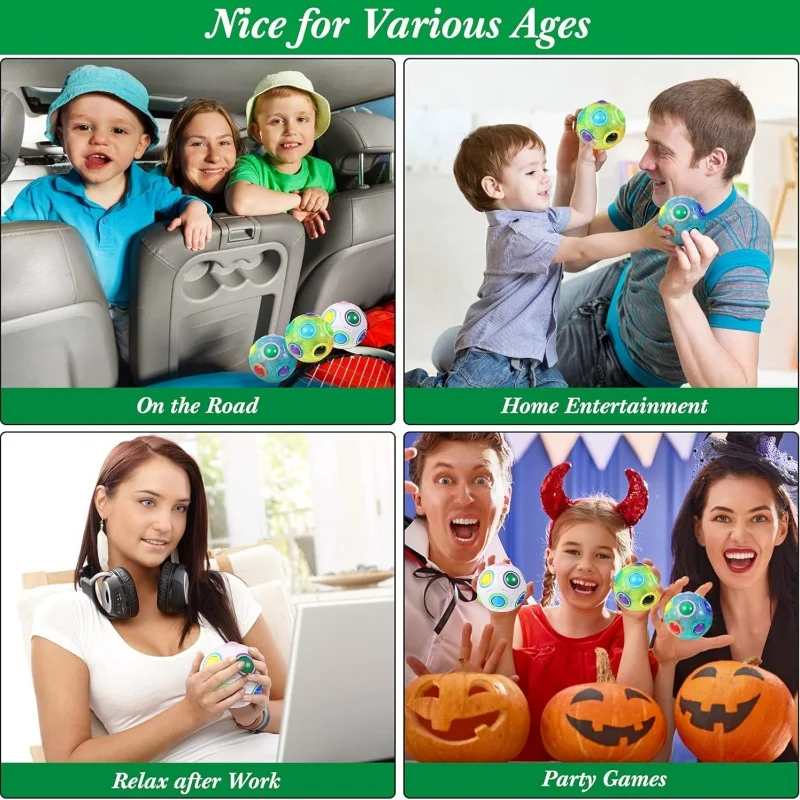 كرة ألغاز قوس قزح السحرية، كرة فيدجيت، لعبة ألغاز دعابة الدماغ، لعبة فيدجيت لأعياد الميلاد وعيد الميلاد للأطفال والكبار #6