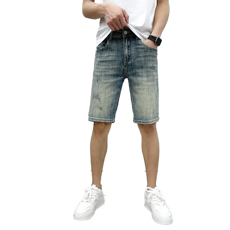 Light luxury high-end denim shorts MEN'S thin stretch slim fit trendy casual 2024 new summer pants