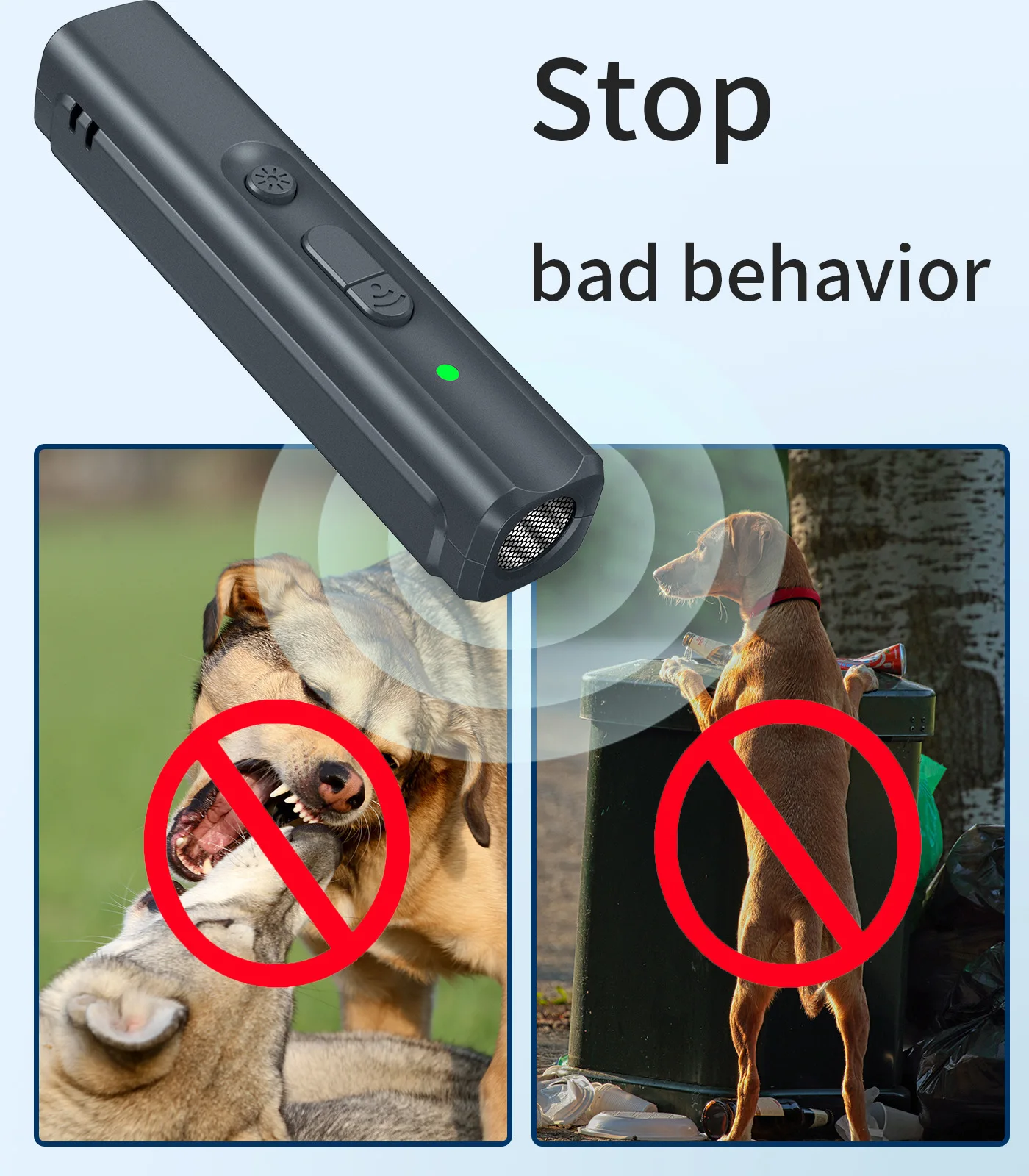 Ultrasonic Dog Repeller Anti Barking Device 2 in 1 365nm UV Flashlight Pet Dog Trainer Stop Barking Deterrent Portable Rechargea
