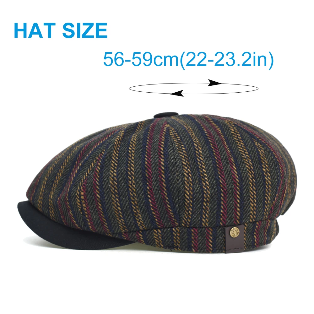 Autumn Winter Wool Herringbone Casual Newsboy Cap Men Women Cabbie Beret Hats Octagonal Hat Detective Hats Retro Driver Flat Cap