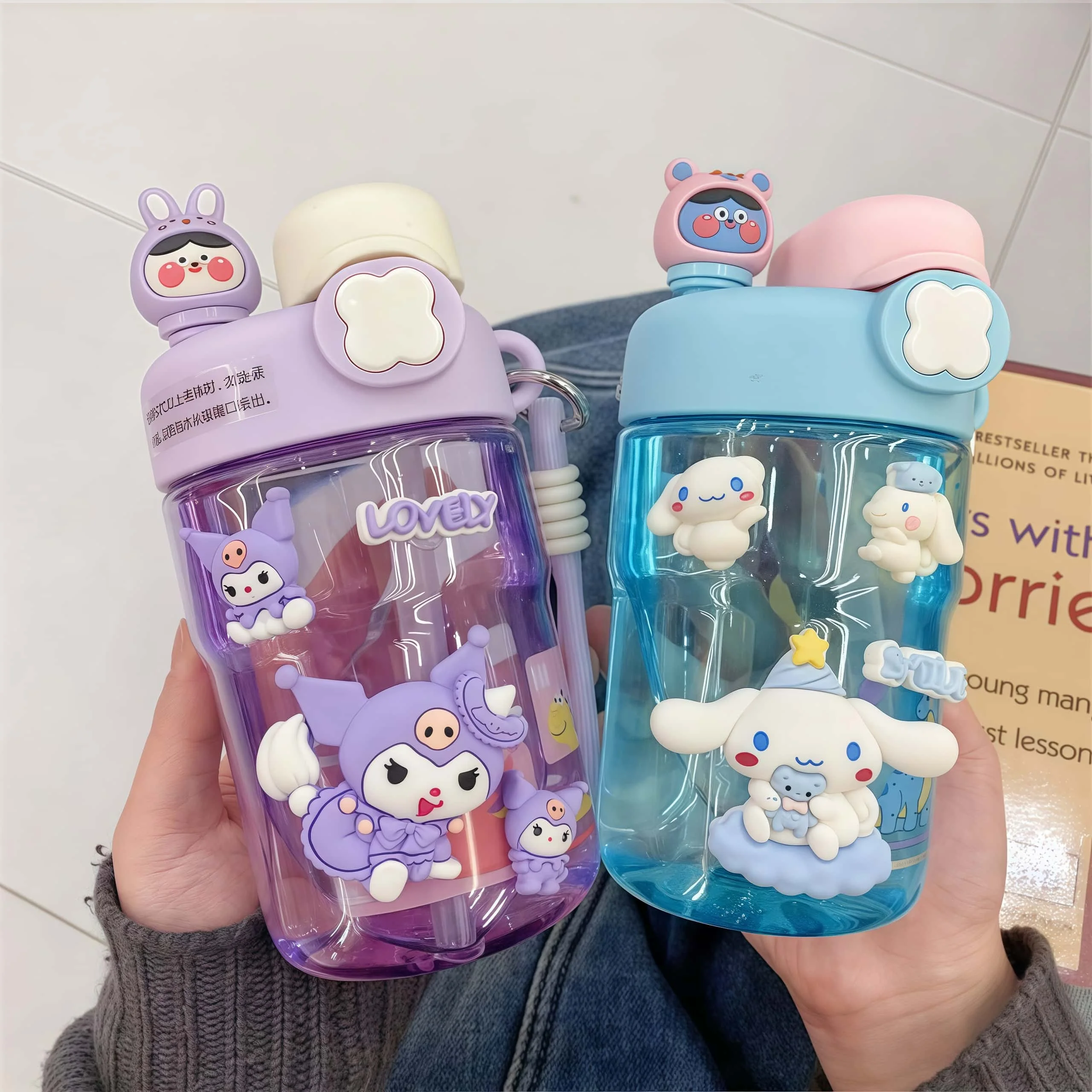 

Kawaii cartoon cartoon character kuromi children water cup girl summer cute plastic straw water cup elementary school wholesale