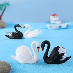 Mini Swan Animal Figurines Plastic Mini Bonsai Flower Pot Ornament DIY Home Fairy Garden Car Desktop Decor Terrarium Cake Decor